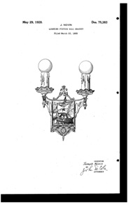 Centre Lighting Fixture Mfg. Light Fixture Bracket Design Patent D 75383-1
