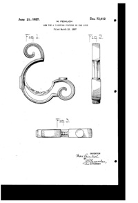 Columbia Lighting Fixture Light Fixture Arm Design Patent D 72912-1