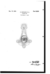 Geringer Lighting Fixture Mfg. Light Fixture Arm Design Patent D 63555-1