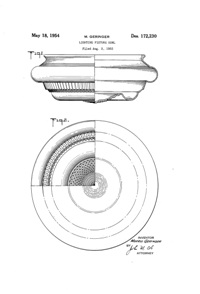 Geringer Lighting Fixture Mfg. Light Fixture Globe Design Patent D172230-1