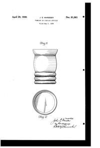 Marsden Works Tumbler Design Patent D 81061-1
