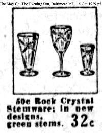 Rock Crystal Stemware Advertisement