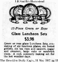L. E. Smith #  89 Homestead Glass Luncheon Set Advertisement