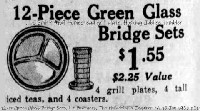 L. E. Smith (Partial) 12-Piece Green Glass Bridge Set Advertisement