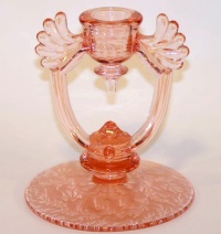 New Martinsville #  37 "Moondrops" or Georgian  Candlestick w/ #25 Etch