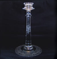 Fostoria #2324 Candlestick with Unknown Floral Cutting