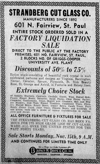 Strandberg 1937 Factory Liquidation Advertisement