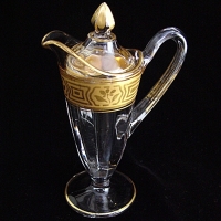 Cambridge # 805 Syrup & Cover w/ Unknown Gold Decoration