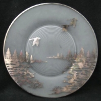 Cambridge #1402 Tally Ho Plate w/ Silver Overlay