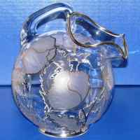 Cambridge #3400/  38 Ball Jug w/ National Silver Deposit Ware Decoration