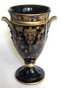 Cambridge #3500/ 44 Vase w/ Gold Encrusted Rose Point Etch