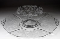 Cambridge #3400/   6  Cheese and Cracker with Rose Point Etch