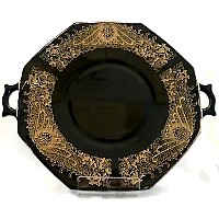 Central Handled Plate w/ Unknown Gold Decoration