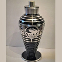 Duncan & Miller # 101 Ripple Cocktail Shaker w/ Silver Lotus Call of the Wild Decoration