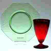 Fenton #1502 Diamond Optic Goblet & #1503 Spiral Optic Plate