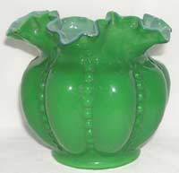 Fenton # 711 Ivy Overlay Beaded Melon Vase