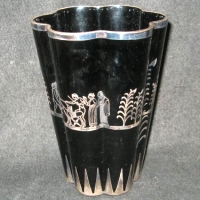 Fostoria #2387 Vase w/ Silver Harvesters Overlay