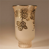 Fostoria #2592 Myriad Vase w/ Silver City Blossom Time Overlay