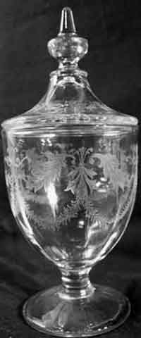 Fostoria #2219 Candy Jar with Victory Etching