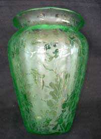 Fostoria #4105 Vase with #290 Oak Leaf Etch