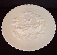 Imperial Windmill Plate in Milk Glass