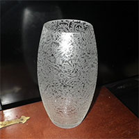 Paden City Round Vase w/ Frost Brocade