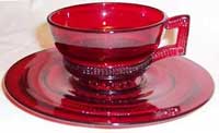Paden City # 330 Cavendish  Ruby Cup and Saucer