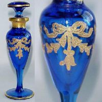 Tiffin Cobalt Perfume w/ Lotus #196 Gold Encrusted Etch