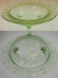 U. S. Glass Rose & Thorn Footed Bowl