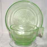U. S. Glass Slick Handle Cup and Saucer