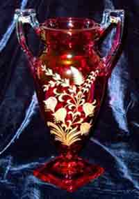 Tiffin #15144 1/2 Vase with Fuchsia Etching