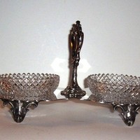 Westmoreland # 555 English Hobnail Nappies On Silver Stand