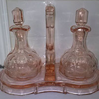 Indiana # 304 Soda Fountain Oil & Vinegar Set w/ Center Handle Tray