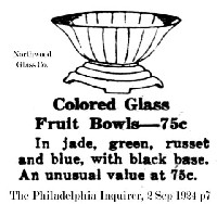 Northwood Colored Glass Fruit Bowl Advertisement