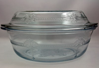 Hocking Fire-King Sapphire Blue "Philbe" Casserole w/ Pie Plate Cover