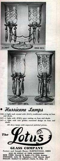 Lotus Glass Company Hurricane Lamps