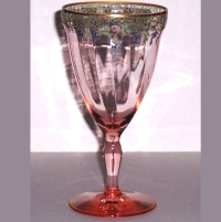 Unknown Spiral Optic Goblet w/ Rambler Rose and Enamel Decoration
