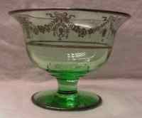 National Silver Deposit Ware Victoria Decoration on Green Compote