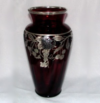 National Silver Deposit Ware  #66S  "Fruits" on Paden City Swanson Vase
