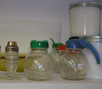 Hazel-Atlas Syrup Dispenser and Shakers