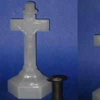 George Duncan & Sons Opaline Crucifix Candlestick w/ Tin Socket
