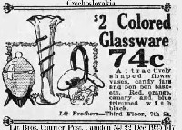 Czechoslovakia Colored Glassware Advertisement