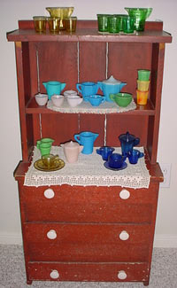 Akro Children's Dishes and Hutch