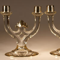 Unknown Two-Light Candlesticks w/ Roden Silver Decoration