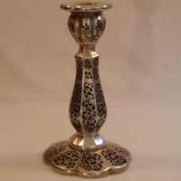 Unknown Candlestick w/ Unknown Silver Overlay