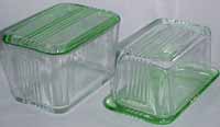 Unknown Green and Crystal Ribbed Refrigerator Set