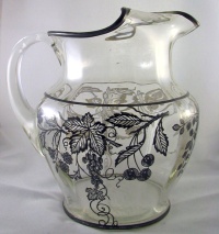 Unknown Pitcher w/ Fruits Silver Overlay