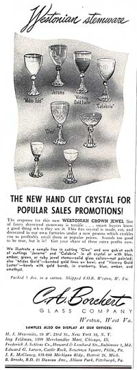 C. A. Borchert Glass Co. Westonian Stemware Ad