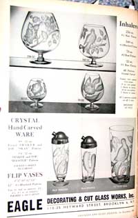 Eagle Decorating & Cut Glass Works Ad for Barware & Vases