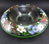 Unknown Roll-Edge Console Bowl w/ Floral Decoration